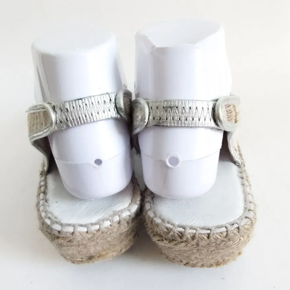 Andre Assous Espadrille Wedge Sandals Women's Size 10 Shoes Metallic Neutral Tan
